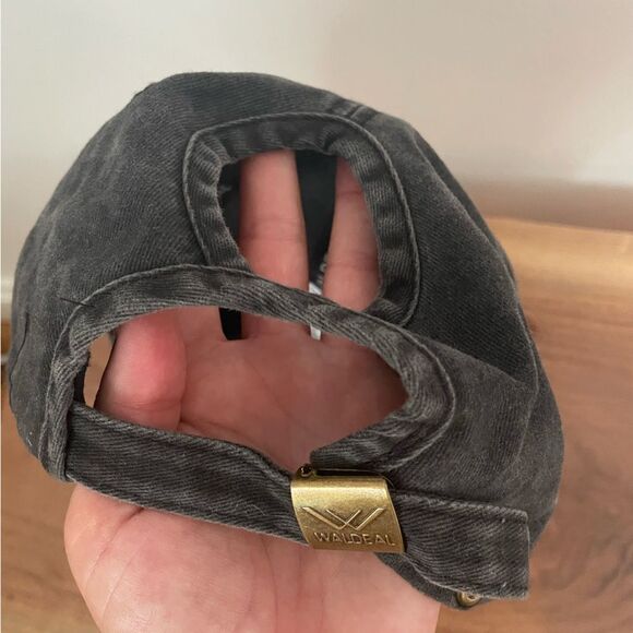 Just Dink It WomensStrap Back Dad Hat Faded Gray Cap Cookie Embroidered Logo - Picture 5 of 6